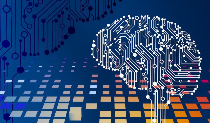 a computer circuit board with a brain on it