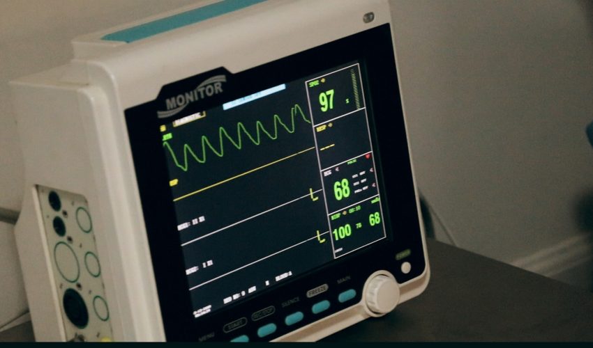 black and white digital heart beat monitor at 97 display