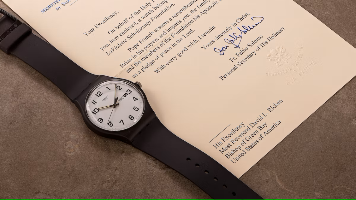 148_6_watches_including_the_brian_laviolette_scholarship_foundation_benefit_lots_november_2022_swatch_from_pope_francis_bio_sourced_wristwatch__wright_auction