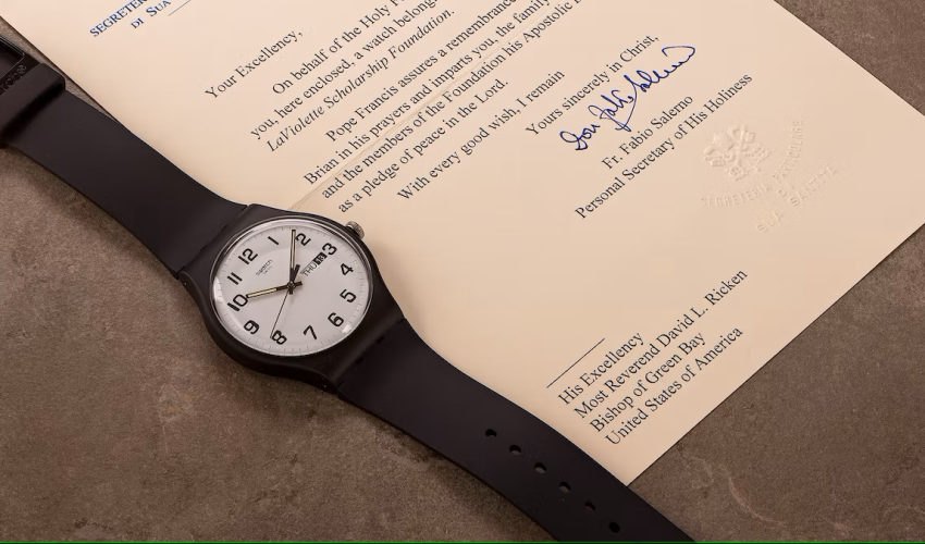 148_6_watches_including_the_brian_laviolette_scholarship_foundation_benefit_lots_november_2022_swatch_from_pope_francis_bio_sourced_wristwatch__wright_auction