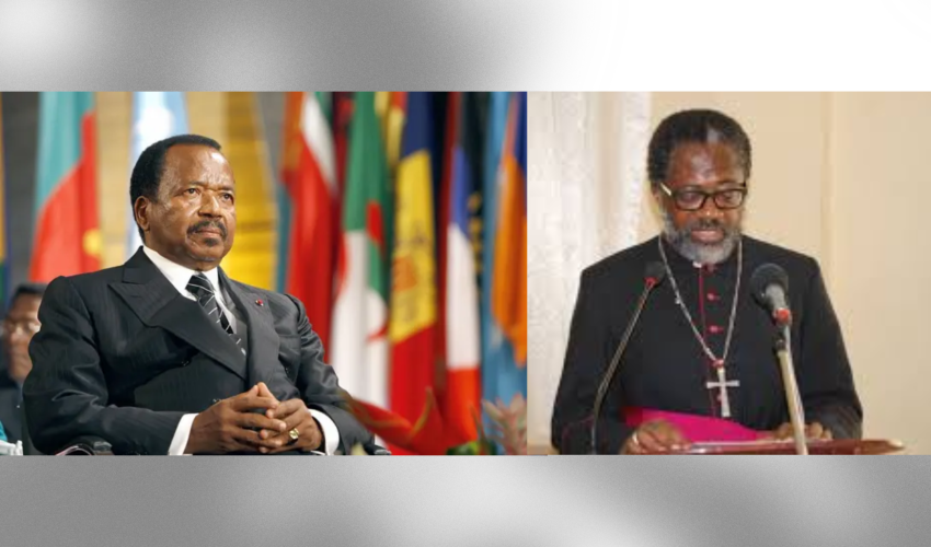 Le président Paul Biya ( à gauche) et Monseigneur Faustin Ambassa Ndjodo ( à droite ) - DR