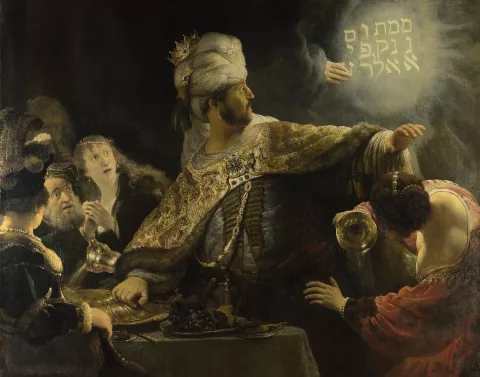 LE FESTIN DE BALTHAZAR
Rembrandt (1607-1669)  
National Gallery, Londres