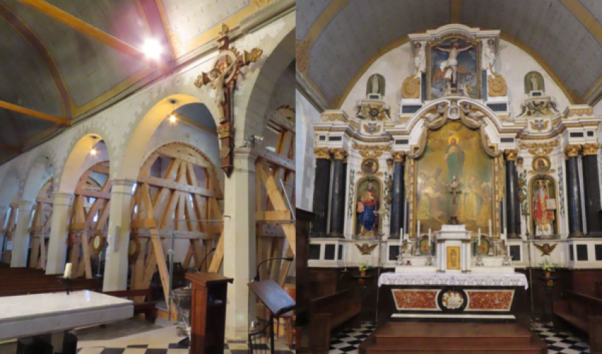 Intérieur de l'église Saint-Pierre-et-Saint-Paul à Maumusson - crédit photo Fondation du Patrimoine