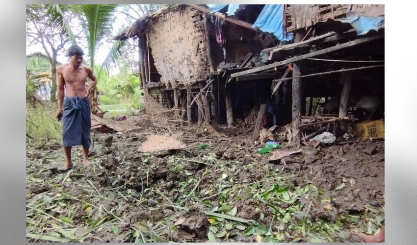 Une maison détruite par la junte à Minbya - DR