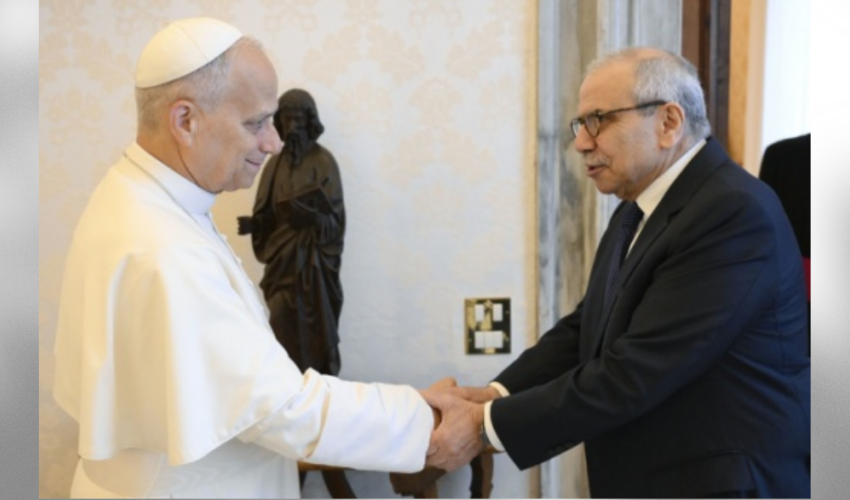 PLL Le pape Léon XIV avec le Premier ministre libanais Nawaf Salam - DR
