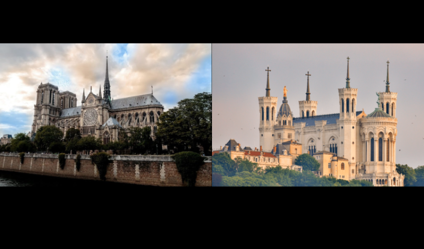 Cathédrale Notre Dame de Paris et Notre-Dame de Fourvière à Lyon - DR