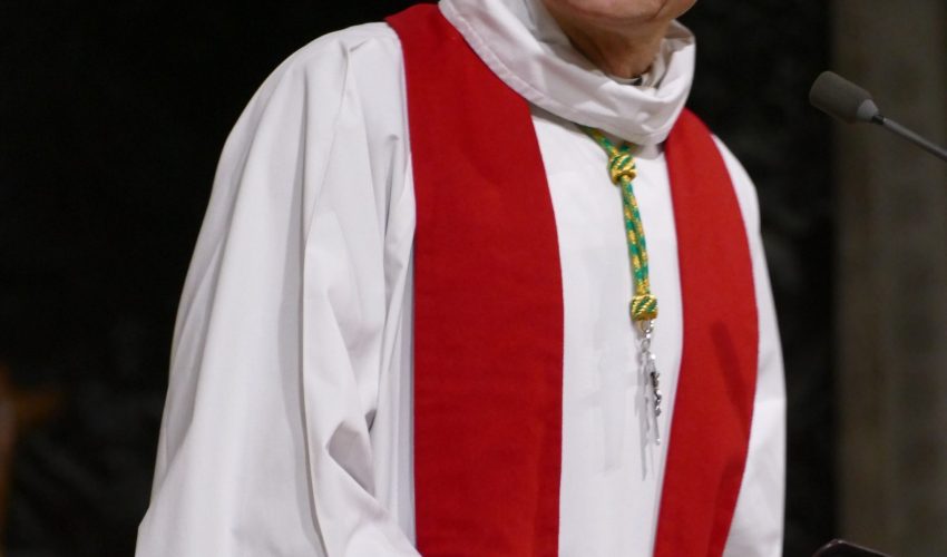 Mgr Éric de Moulin-Beaufort, auxiliary bishop of Paris, at Our Lady's cathedral for the vigil for life in Paris (Île-de-France, France).