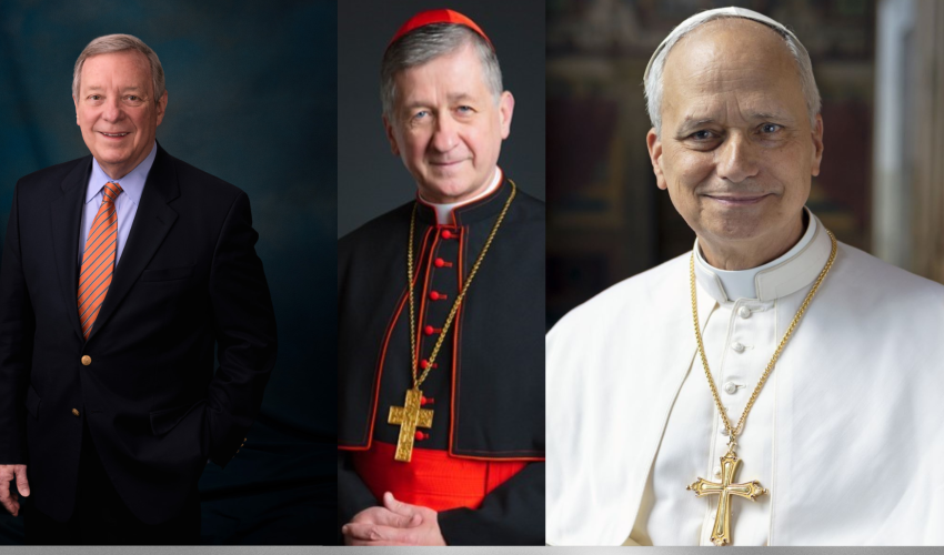 Le sénateur Durbin, le cardinal Cupich et le pape Léon XIV - DR