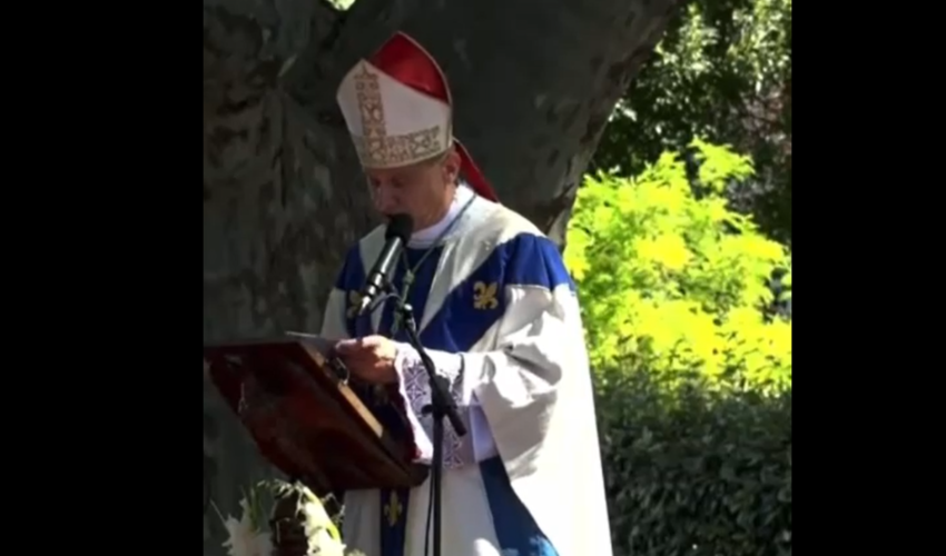 Mgr Touvet lors de son homélie du 28 juin 2025 à la Castille - capture