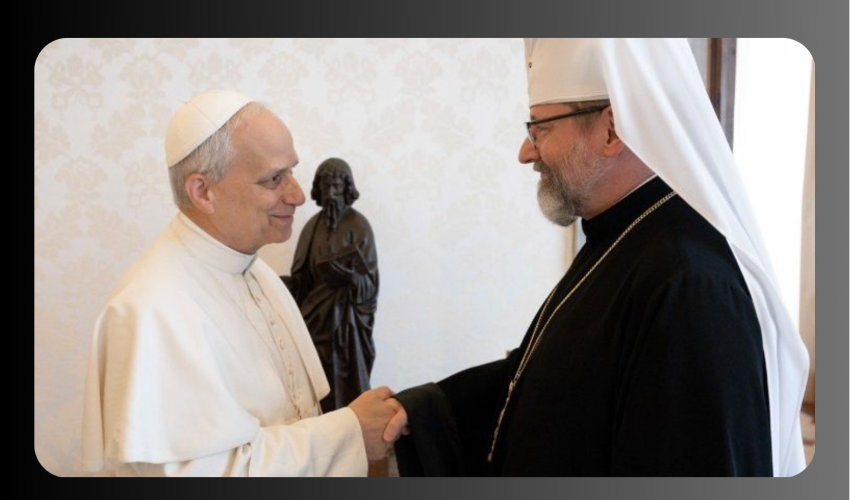 Monseigneur Sviatoslav Shevchuk, archevêque majeur de Kiev avec le Pape Léon XIV - crédit image Vatican Média