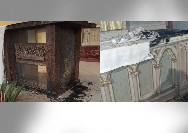 Image for the Tweet beginning: 🔴INCENDIE EGLISE ⚡️église Saint-Jean-Baptiste de