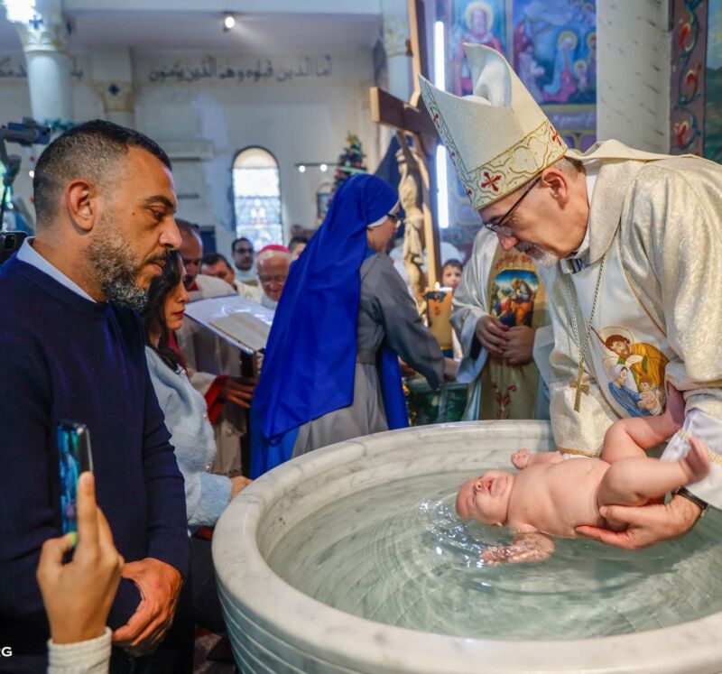 Image for the Tweet beginning: Cardinal Pierbattista Pizzaballa baptized a