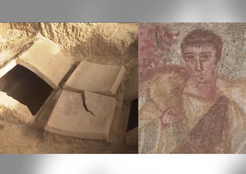 Image for the Tweet beginning: 🚨Une fresque paléochrétienne unique représentant